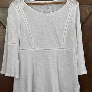 Boden White A-line 3/4 Bell Sleeve Top